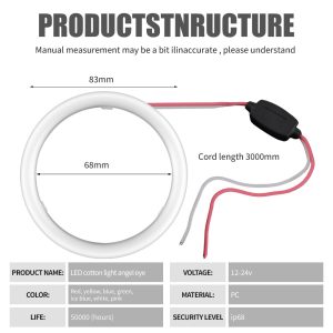 83Mm Cotton Light Led Angel Eye Halo Ring Structure Preview Product structure preview from the supplied 83mm cotton light angel eye source graphic.