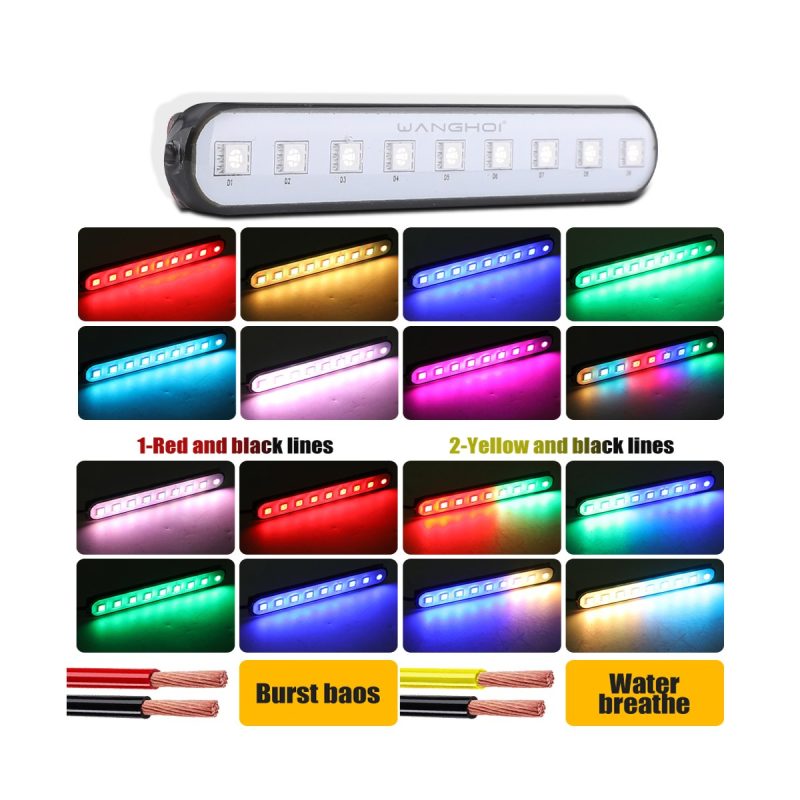9 Bead Colorful Led Decorative Brake Light Pair 12V 24V Ip68 04 Color And Wiring References Color-option and wiring reference from supplied source image.