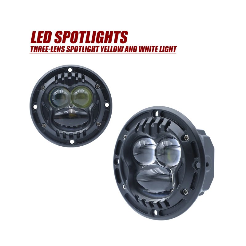 95Mm Round Three Lens Led Spotlight Main 95mm Round Three-Lens LED Spotlight White / Amber 12V-24V