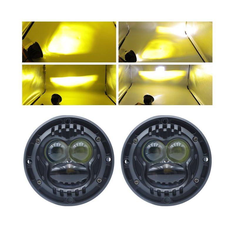 95Mm Round Three Lens Led Spotlight White Amber Lighting Source lighting reference showing yellow and white light directions.