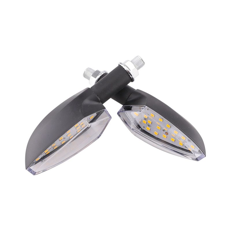 Ac 0101 Yellow Bullet Motorcycle Led Flow Turn Signal 03 Wiring Product View Product view showing paired lights with wiring and threaded mounting stems.