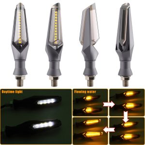 Source graphic showing white daytime light and amber flowing indicator effect references.