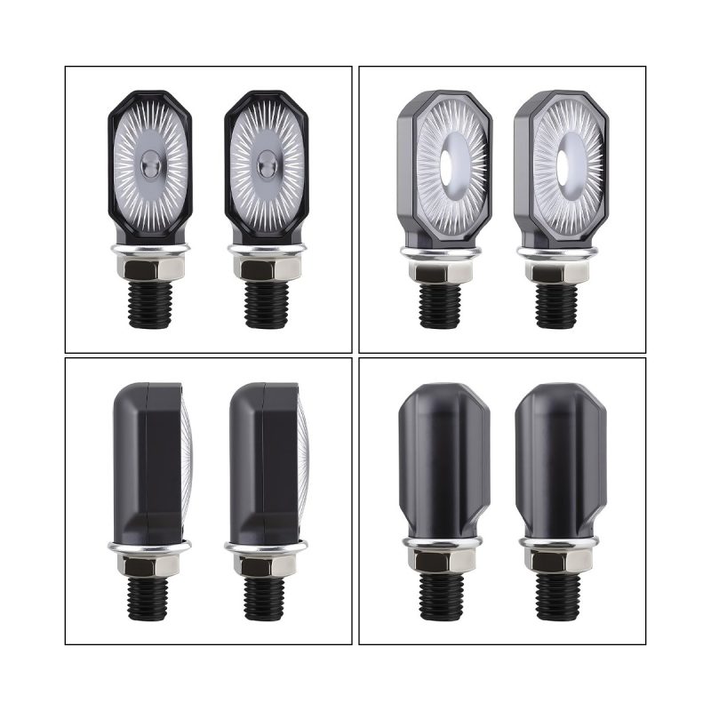 AC-0225 Blue Oval Motorcycle LED DRL Turn Signal Pair package or application reference
