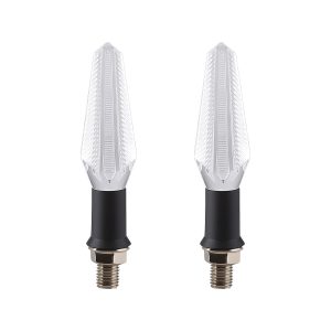 Ac 0237 White Motorcycle Led Drl Front Lens Front product view showing the clear faceted lens shape.