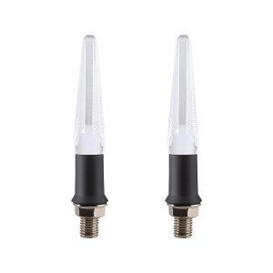 Ac 0237 White Motorcycle Led Drl Side Profile Side profile product pair showing the slim body and threaded mounting stem.