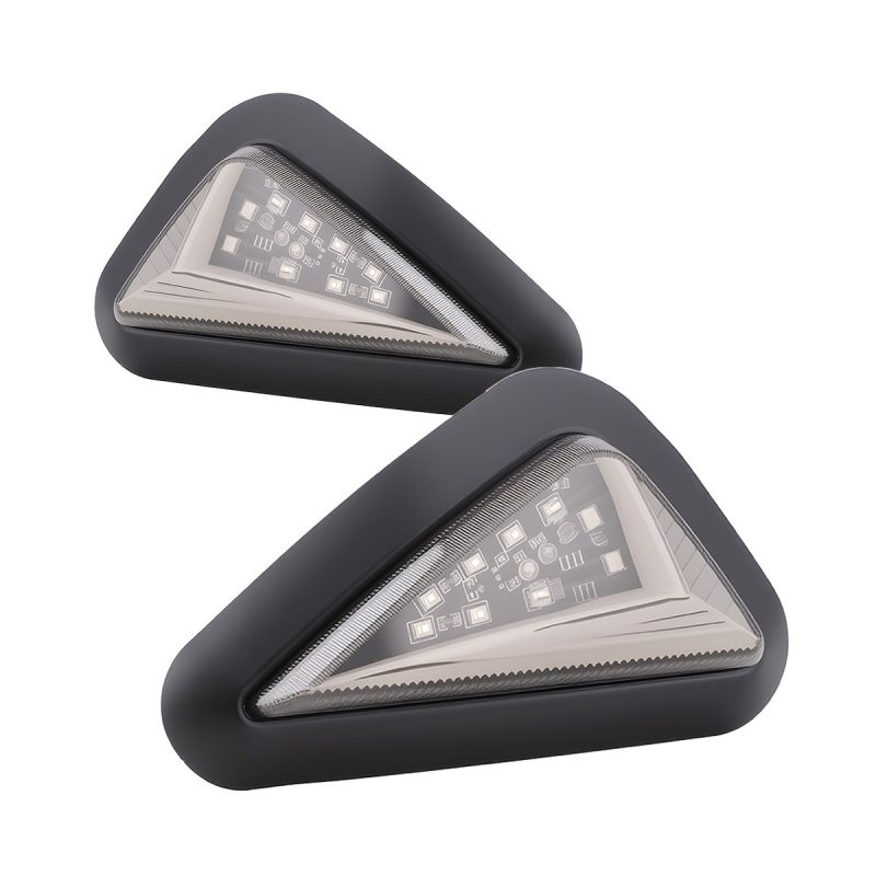 AC-0252 Blue Triangle Motorcycle LED DRL Turn Signal Pair detail angle reference