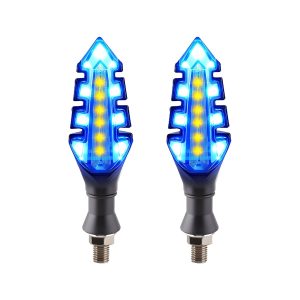AC-0254-B Blue Arrow Motorcycle LED DRL Turn Signal Pair