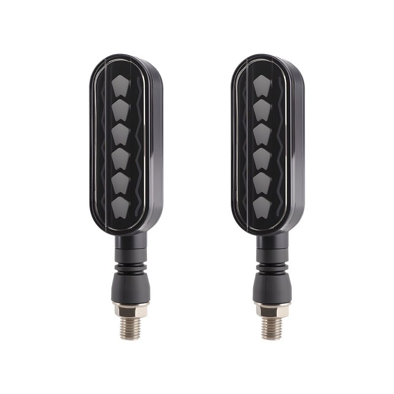 Ac 0263 Red Yellow Oval Motorcycle Led Turn Signal Front Pair Front product pair view showing the black oval lens and internal light pattern.