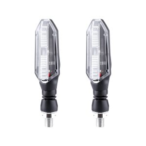 Ac 0265 Blue Motorcycle Led Drl Front Pair Front product pair view showing the clear lens shape.