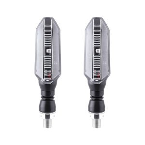 Ac 0266 Red Oval Motorcycle Led Turn Signal Clear Front Clear lens product pair view for shape identification.