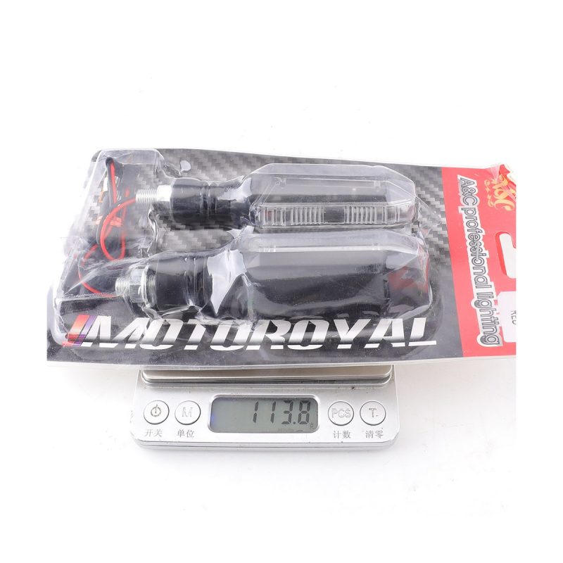 Ac 0266 Red Oval Motorcycle Led Turn Signal Package Weight Package view with scale reference from the supplied product image.