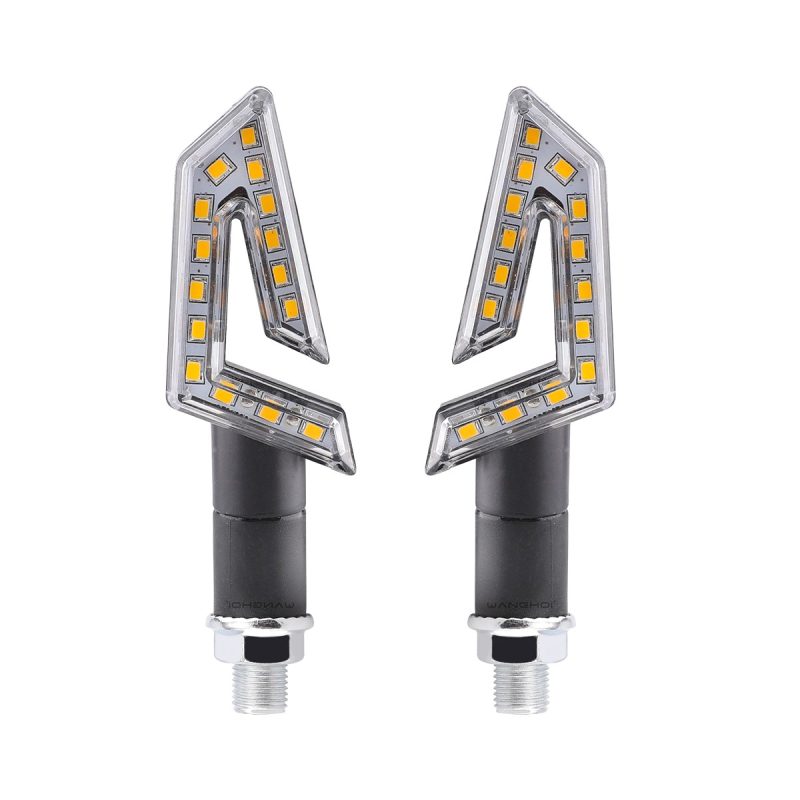 Ac 0270 Yellow Arrow Motorcycle Led Flow Turn Signal 01 Main One To One Front Product Pair AC-0270 Yellow Arrow Motorcycle LED Flow Turn Signal Pair