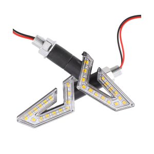 Ac 0270 Yellow Arrow Motorcycle Led Flow Turn Signal 03 Wiring Product View Product view showing paired lights with wiring and threaded mounting stems.