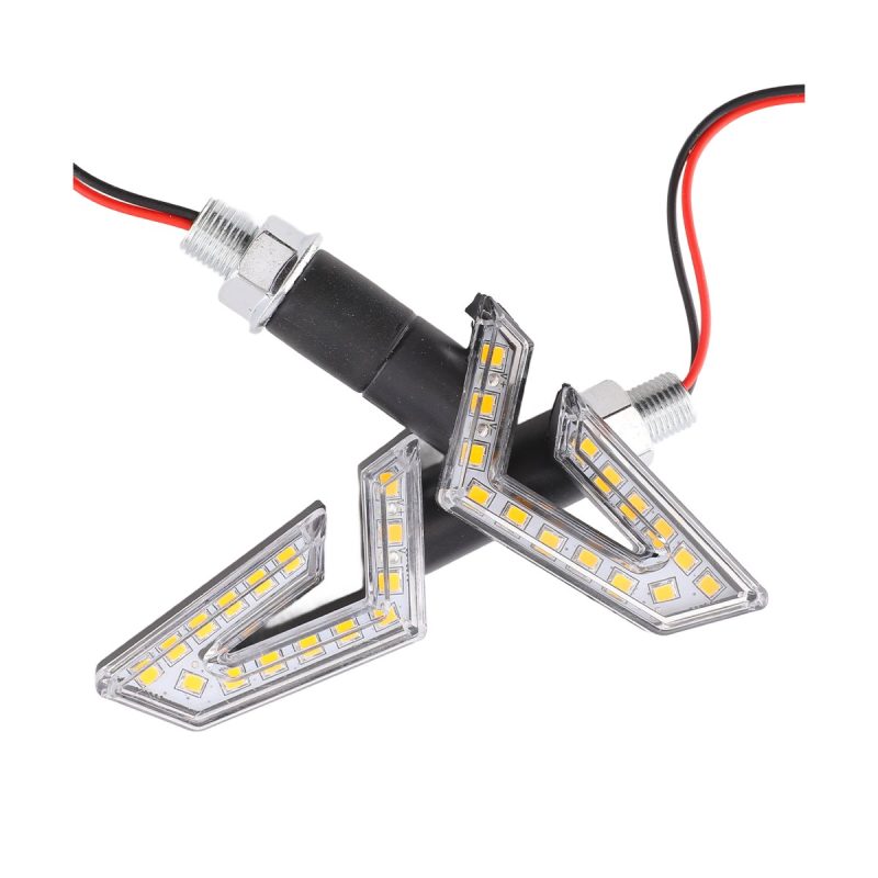 Ac 0270 Yellow Arrow Motorcycle Led Flow Turn Signal 03 Wiring Product View Product view showing paired lights with wiring and threaded mounting stems.