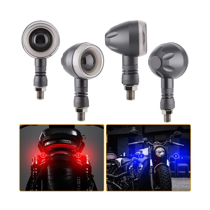 AC-0271S Round Red Motorcycle LED DRL Turn Signal Pair lighting effect reference