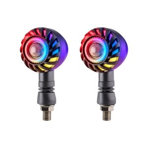 AC-0285 Round RGB Halo Motorcycle LED DRL Turn Signal Pair