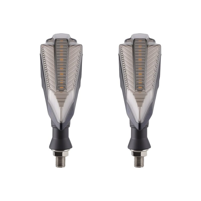 AC-0299 Red Shield Motorcycle LED DRL Turn Signal Pair detail angle reference
