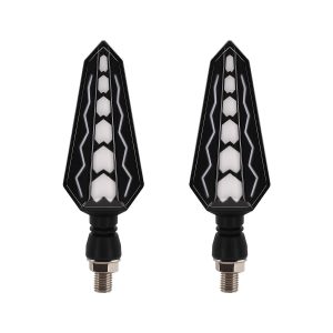 AC-0304 Black Lattice Motorcycle LED DRL Turn Signal Pair