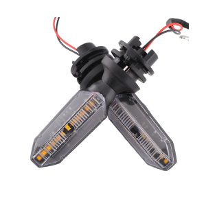 Product view showing paired lights with wiring and mounting stems.