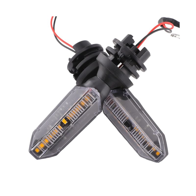 Product view showing paired lights with wiring and mounting stems.