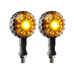 AC-0801 Amber Round Motorcycle LED DRL Turn Signal Pair