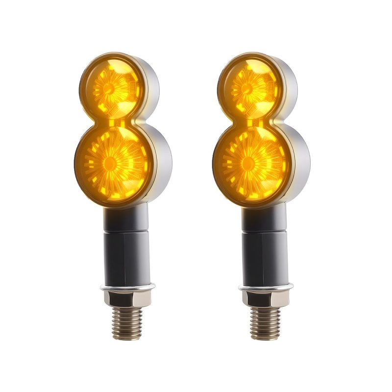 AC-0804 Dual-Round Motorcycle LED DRL Turn Signal Pair