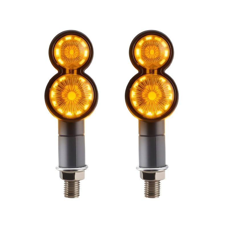 AC-0804 Dual-Round Motorcycle LED DRL Turn Signal Pair effect reference