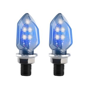 AC-0821 Blue Faceted Motorcycle LED DRL Turn Signal Pair