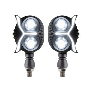 AC-0823 Dual-Lens White Motorcycle LED DRL Turn Signal Pair
