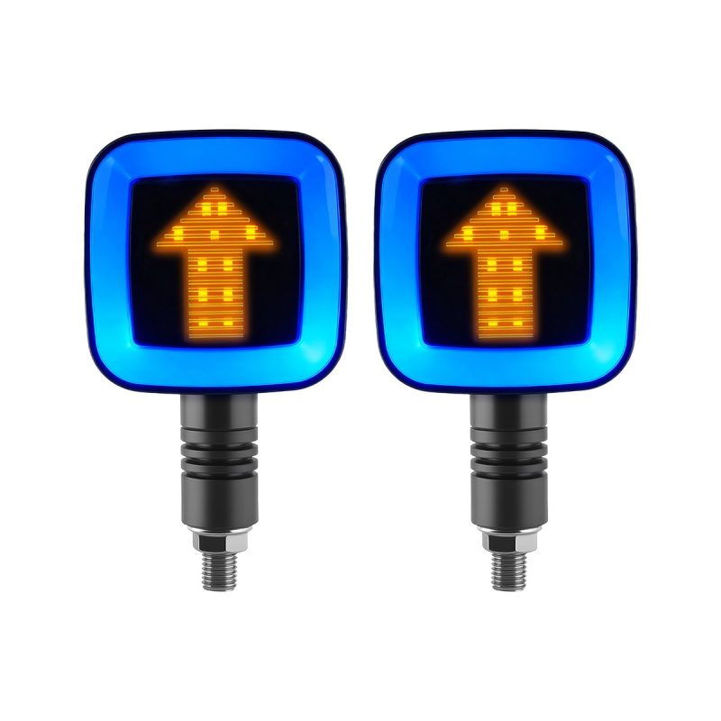 AC-0825 Square Arrow Motorcycle LED DRL Turn Signal Pair detail angle reference