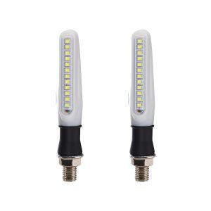Ac 0832 Vertical Motorcycle Led Turn Signal White Front Pair White front product pair view for lens and LED bead layout reference.