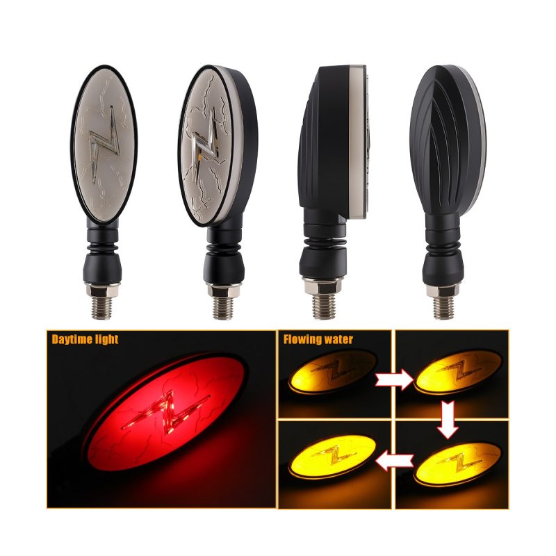 AC-0837 Oval Motorcycle LED DRL Turn Signal Pair multi-view product reference