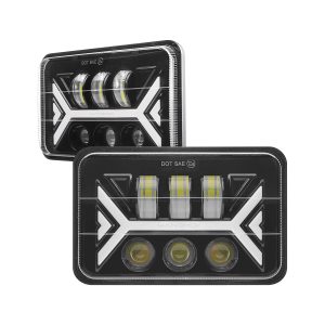 Angular Dual-Arrow 7 Inch Square LED Headlight product angle reference