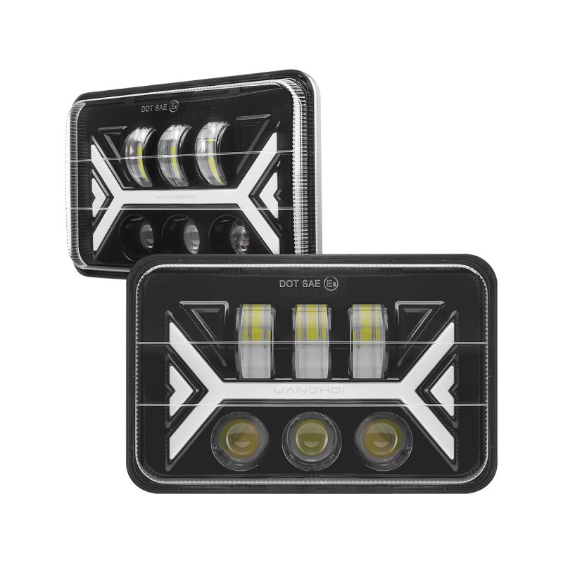 Angular Dual-Arrow 7 Inch Square LED Headlight product angle reference