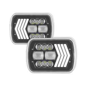 Arrow-Pattern 7 Inch Square LED Headlight alternate front reference