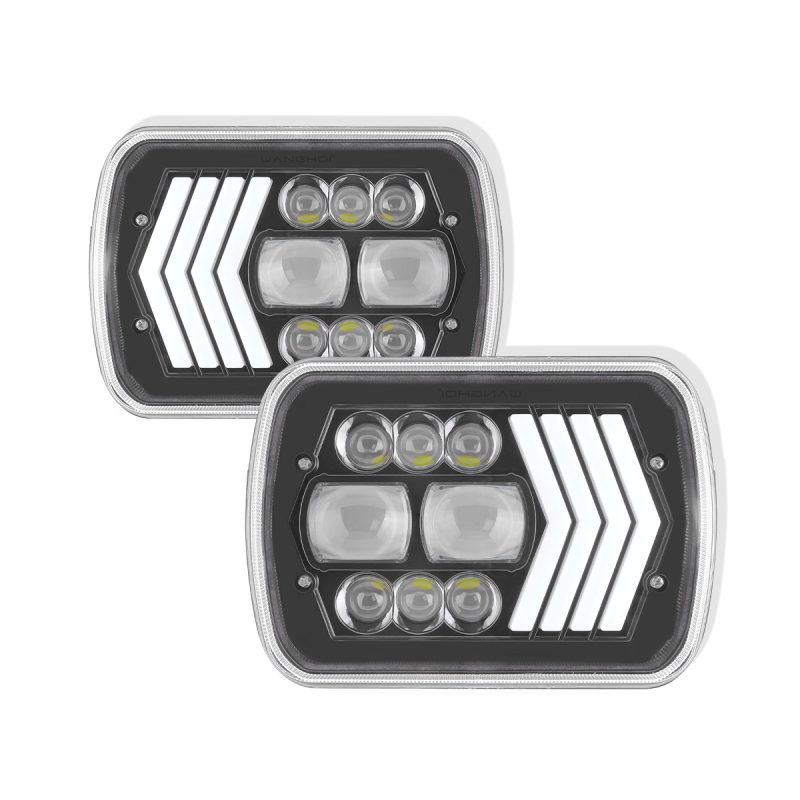 Arrow-Pattern 7 Inch Square LED Headlight alternate front reference