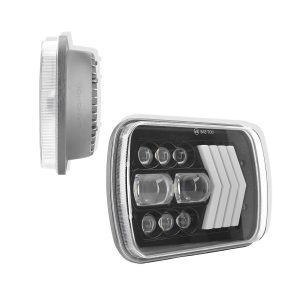 Arrow-Pattern 7 Inch Square LED Headlight side and depth reference