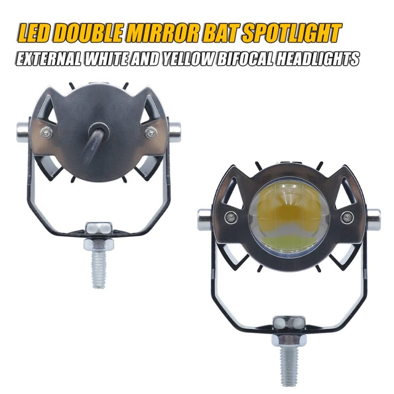 Bat Style Dual Mirror Led Motorcycle Spotlight Rear Rear housing reference from the supplied product image.