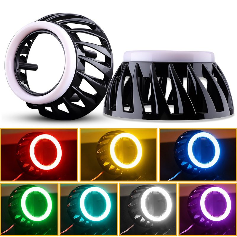 Black Circular Light Guide Rotating Angel Eye Color Reference Source image showing red, yellow, green, blue, ice blue, white, and pink color references.