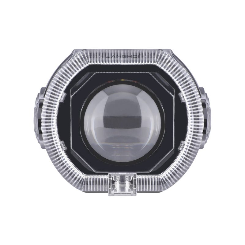Black Led Angel Eye Projector Motorcycle Spotlight 01 Angel Front Black LED Angel Eye Projector Motorcycle Spotlight