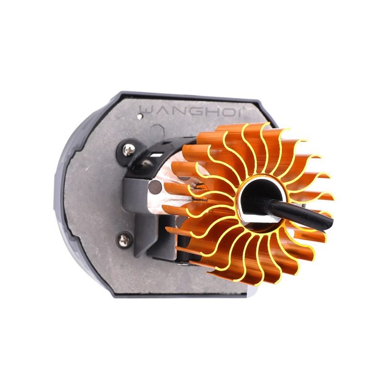 Black Led Angel Eye Projector Motorcycle Spotlight 04 Angel Heatsink Rear heat sink detail of black LED angel eye projector spotlight
