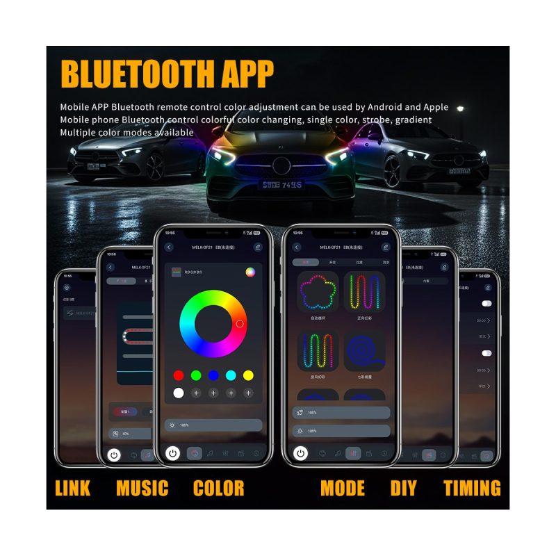 Bluetooth Rgb Flowing Light Guide Led Drl Strip 06 Rgb Flow Drl App App-control reference for Bluetooth RGB flowing light guide LED DRL strip