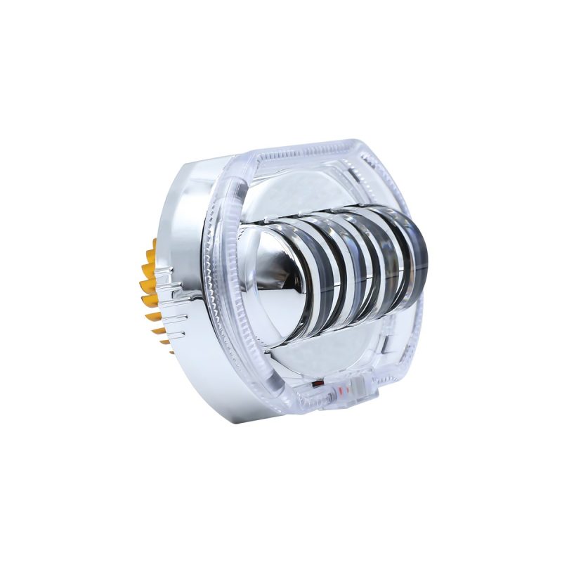 Built-in LED angel eye headlight lens chrome side view