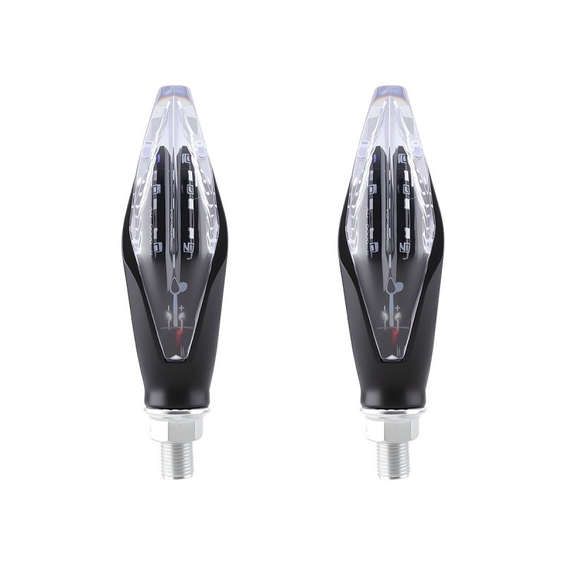 Clear Diamond Motorcycle Led Drl Turn Signal 01 Main One To One Front Product Pair Clear Diamond Motorcycle LED DRL Turn Signal Pair