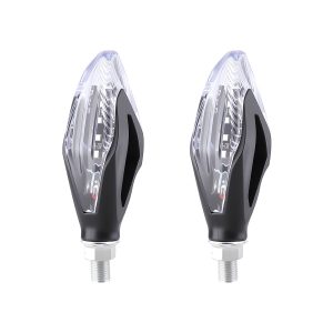 Clear Diamond Motorcycle Led Drl Turn Signal 02 Front Product Pair View Product-only front view showing the clear diamond lens.