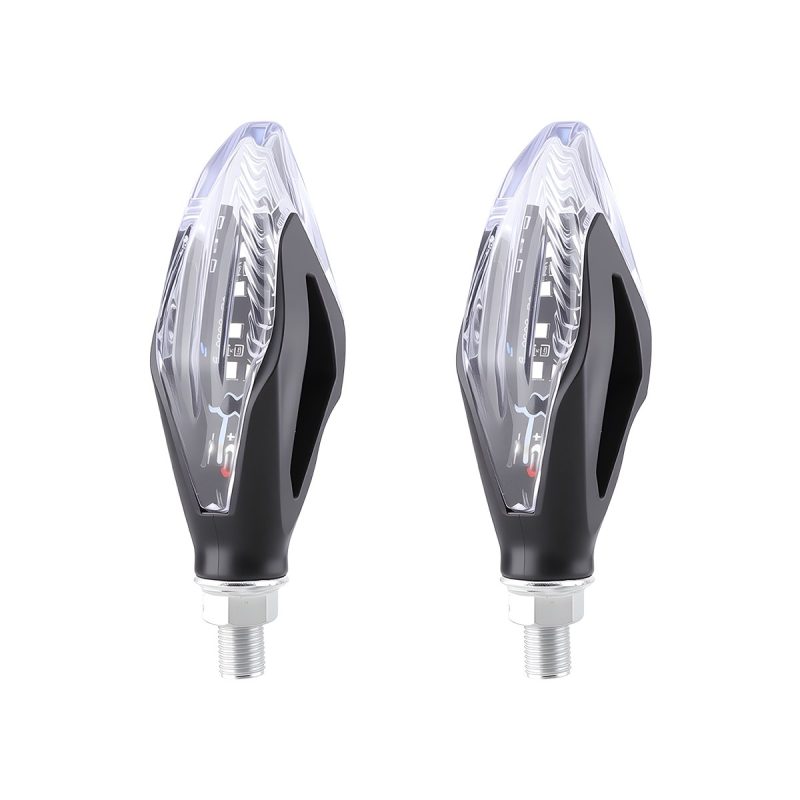 Clear Diamond Motorcycle Led Drl Turn Signal 02 Front Product Pair View Product-only front view showing the clear diamond lens.
