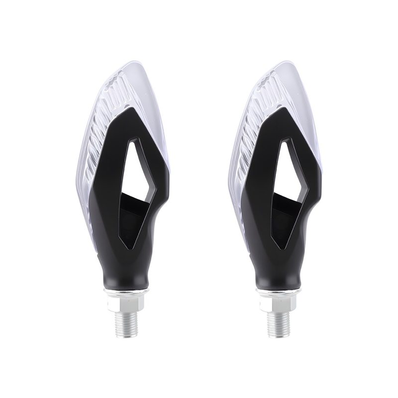 Clear Diamond Motorcycle Led Drl Turn Signal 03 Side Product Pair View Side product-only view showing housing structure.