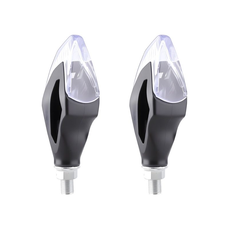 Clear Diamond Motorcycle Led Drl Turn Signal 04 Rear Product Pair View Rear housing view for catalog comparison.