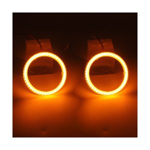 Cob Angel Eye Halo Ring White Amber Bifocal Lens Kit 04 Cob Bifocal Amber Pair COB angel eye halo ring amber lit pair