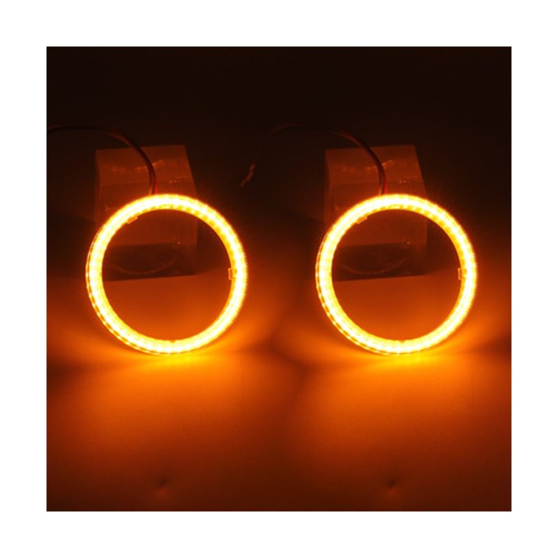 Cob Angel Eye Halo Ring White Amber Bifocal Lens Kit 04 Cob Bifocal Amber Pair COB angel eye halo ring amber lit pair